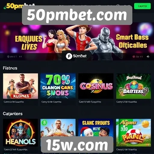 Variedade de jogos disponíveis no 50pmbet